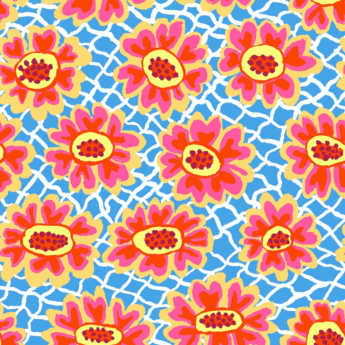 Bright by kaffe Fassett collective fat quarter fq fabric layout orange pink and more available at 2 sew textiles art quilt supplie