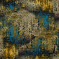 width of fabric Tim Holtz Abandoned - Gilded Mosaic blues and golds with text and mosaic pattern.  For Free spirit Fabrics PWTH140 GOLD  at 2 sew textiles art quilt supplies