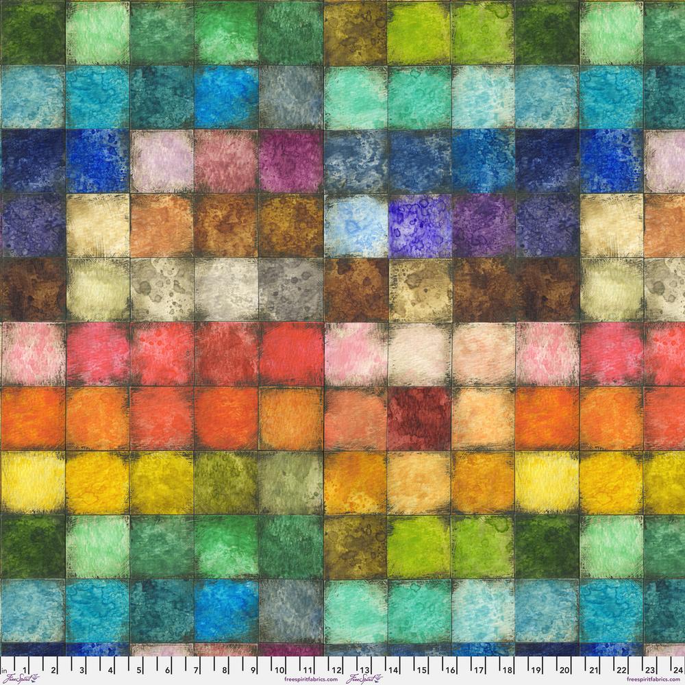 with ruler Colorblock colourblock by Tim Holtz squares of colour paint palette from Freespirit available at 2 sew textiles art quilt supplies