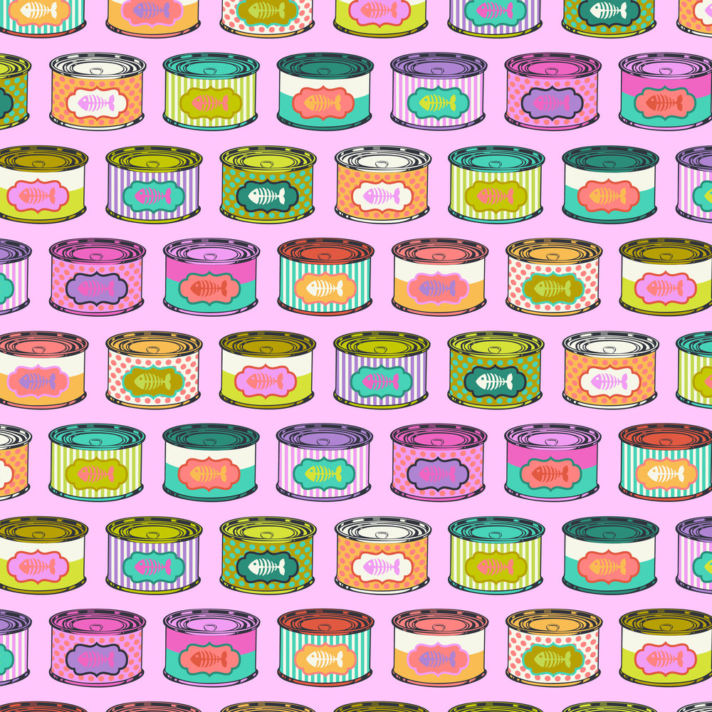  pwtp094 electroberry cat snacks  tins pinks purples and teals diamonds and triangles fabric tabby road DeJa Vu collection by Tula pink at 2sew textiles - art quilt supplies