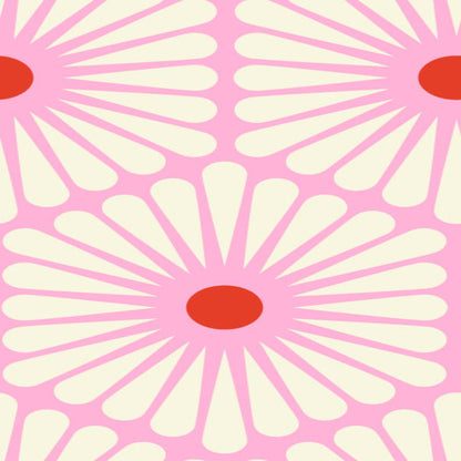 detail Pink red and white geometric daisy design w Tula Pink - Besties - Daisy Chain pwtp220.blossom  at 2 Sew Textiles Art Quilt Supplies