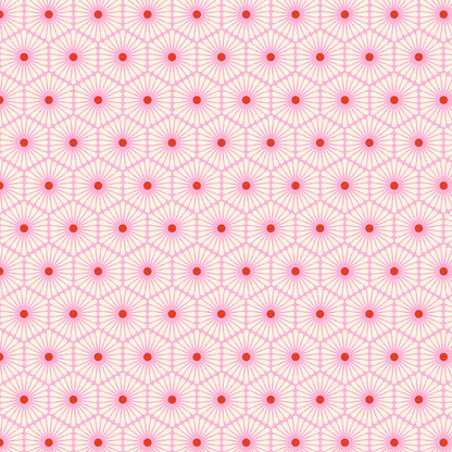 Pink red and white geometric daisy design w Tula Pink - Besties - Daisy Chain pwtp220.blossom  at 2 Sew Textiles Art Quilt Supplies