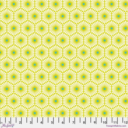 RULER - Pink red and white geometric daisy design w Tula Pink - Besties - Daisy Chain pwtp220.CLOVER  at 2 Sew Textiles Art Quilt Supplies