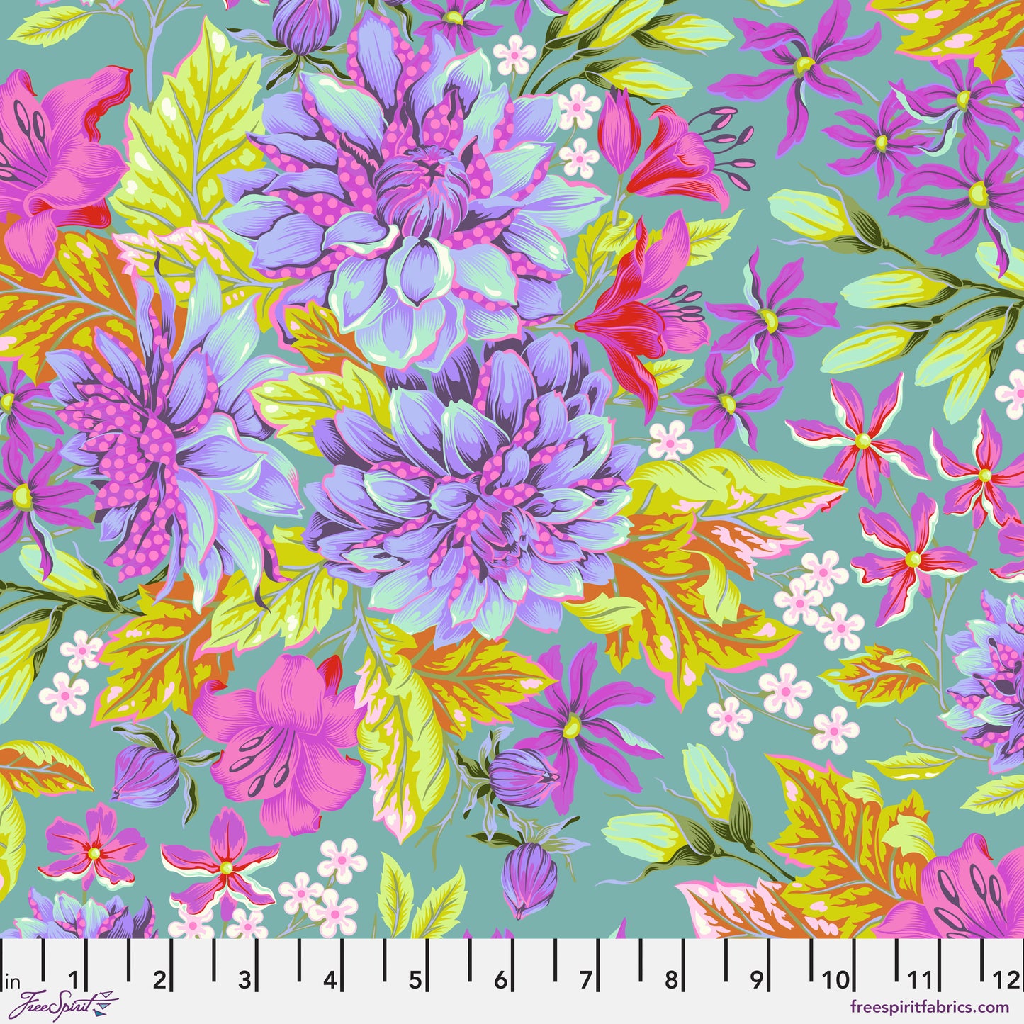 with ruler - cosmic colourway - Hello Dahlia - Untamed cover image - untamed by Tula pink at 2sew textiles - art quilt supplies