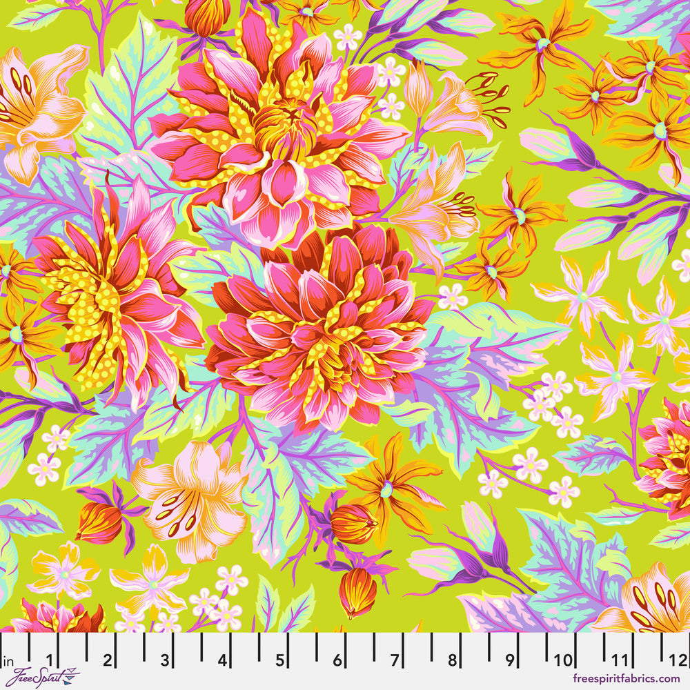 with ruler Moonbeam colourway - Hello Dahlia - Untamed cover image - untamed by Tula pink at 2sew textiles - art quilt supplies