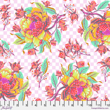 with ruler PWTP235 LUNAR - Peony for your thoughts - untamed fabric collection by Tula pink at 2sew textiles - art quilt supplies