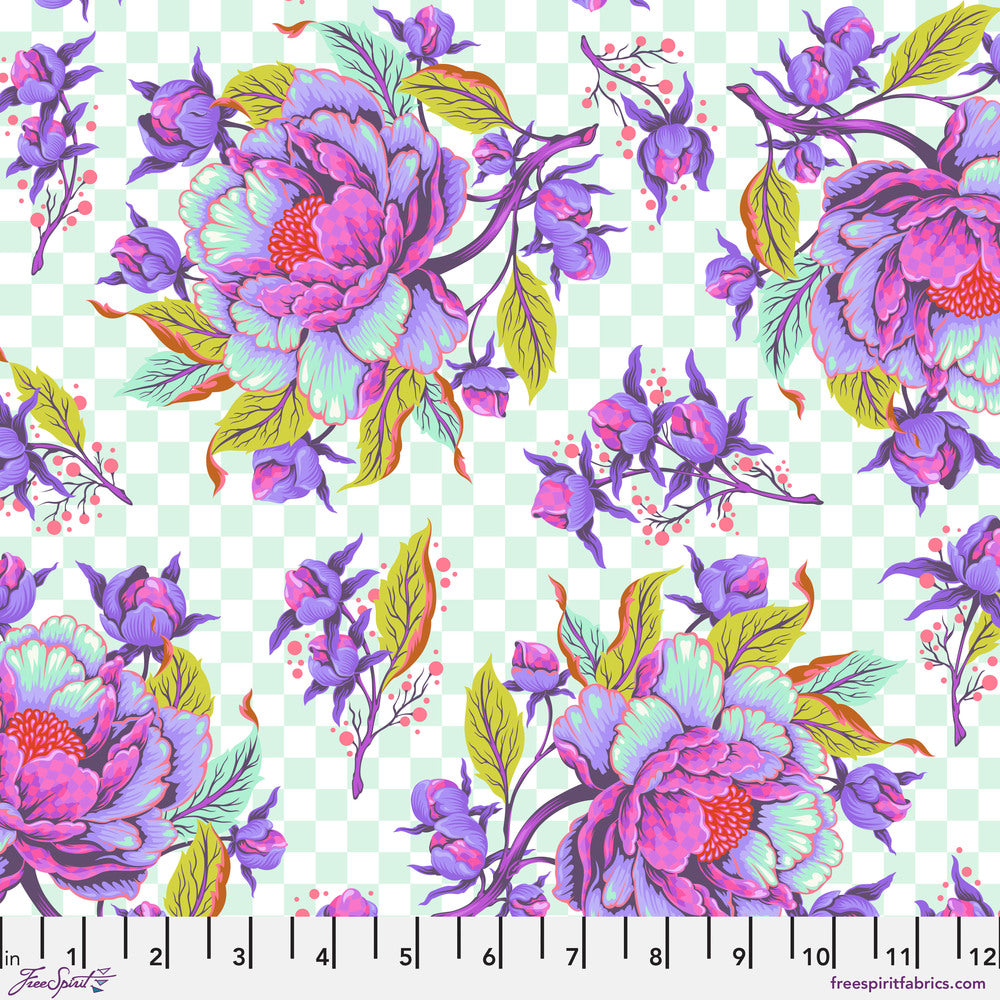 With ruler PWTP235 NOVA - Peony for your thoughts - untamed fabric collection by Tula pink at 2sew textiles - art quilt supplies