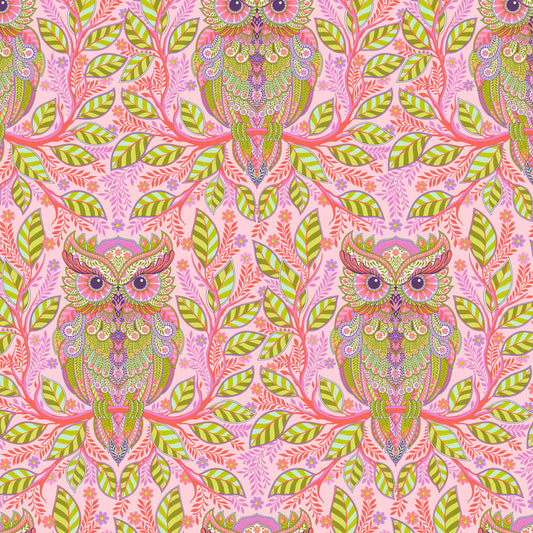 Tula Pink - FULL MOON FOREST II -  HOOTIE PATOOTIE - PWTP244 HONEY - per half metre - Free quilt pattern with purchase