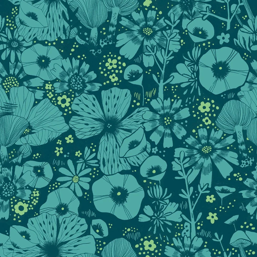 Firefly, Willow in Dark Gray, Fabric Half-Yards - Picking Daisies
