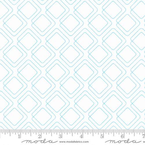 white with blue lines colour - Rainbow sherbet with fun quilty design by Sarah Ditty for Moda Fabric at 2 Sew Textiles Art Quilt Supplies