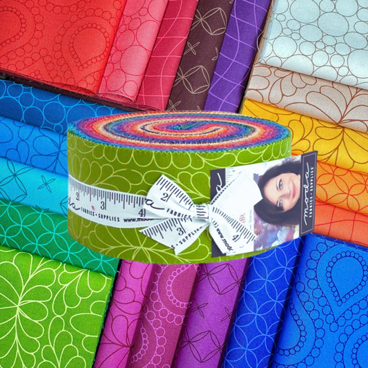 Jelly roll - rainbow spice by Sarah Thomas - saraditty for Moda Fabrics - available at 2 Sew Textiles - art quilt supplies