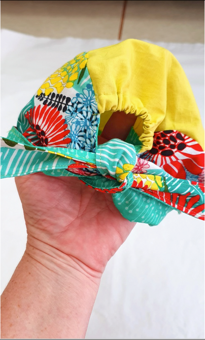 Scrub Cap pattern - Reversable with Contrast band, elastic and ties - Free