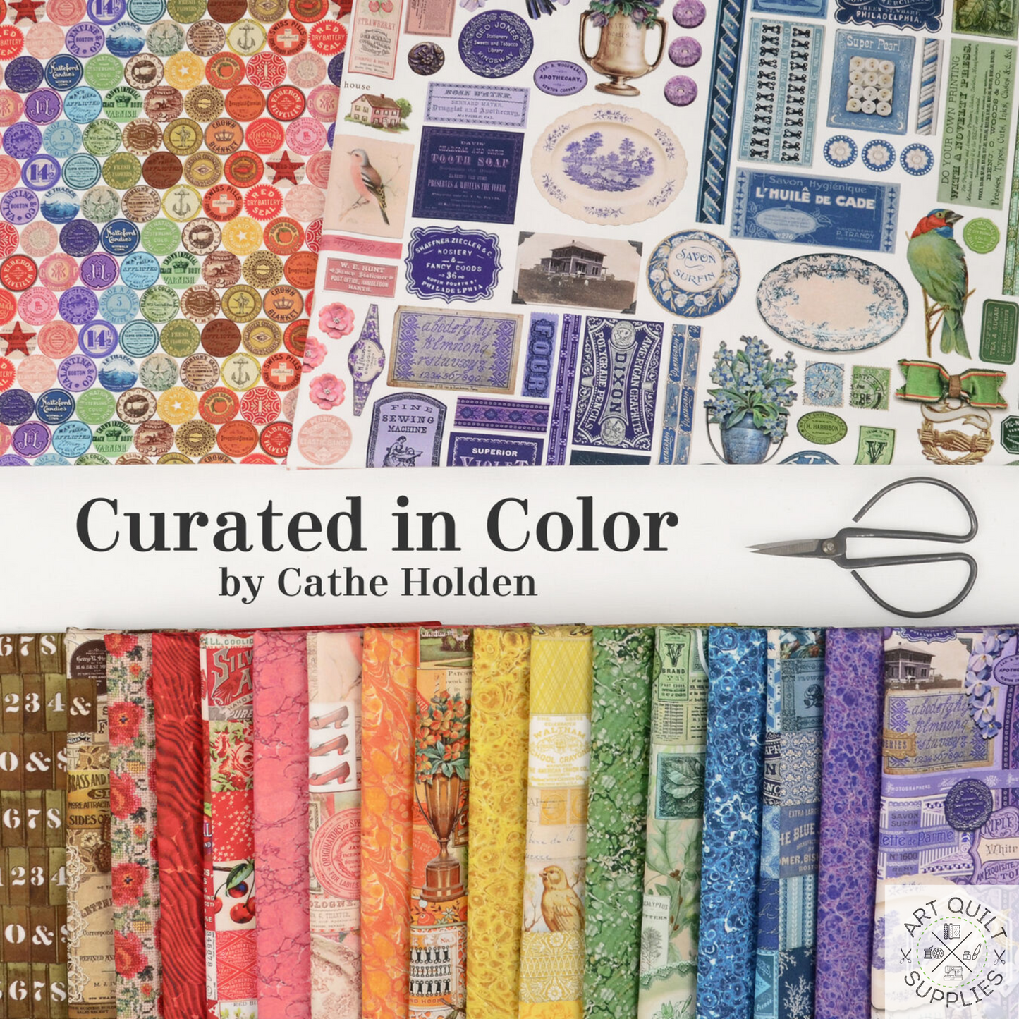 fabric collection Curated in color by Cathie Holden for moda available at 2 sew textiles art quilt supplies