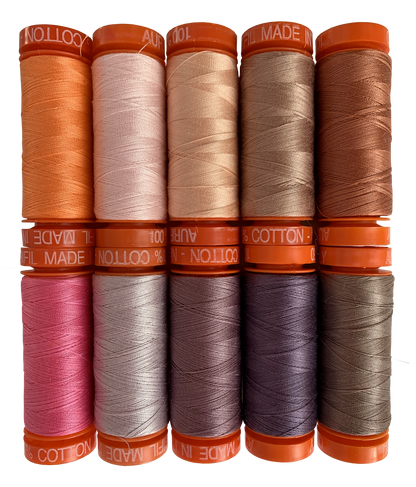 Neons & Neutrals Aurifil Threads Designer Collection by Tula Pink - 20 Small Spools 50 wt