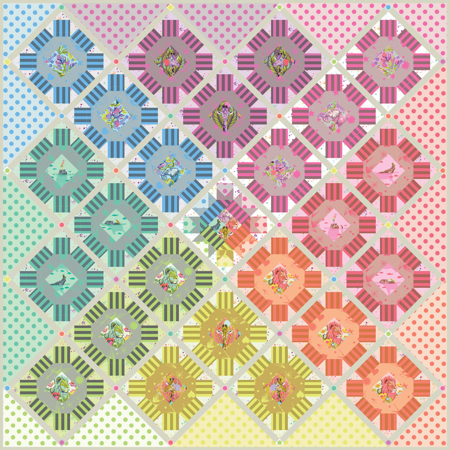 quilt pattern using everglow by tula pink