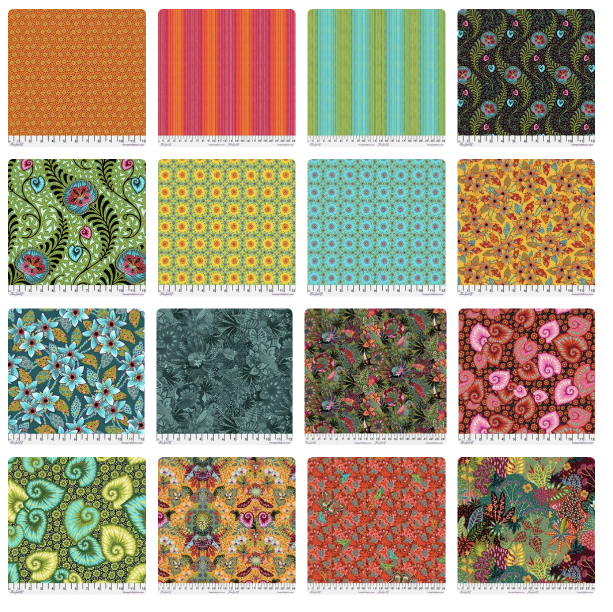 Tropicalism by Odile Bailloeul -  16 pc Fat Quarter Pre-cut Fabric Collection - FB4FQOB.TROPICALISM