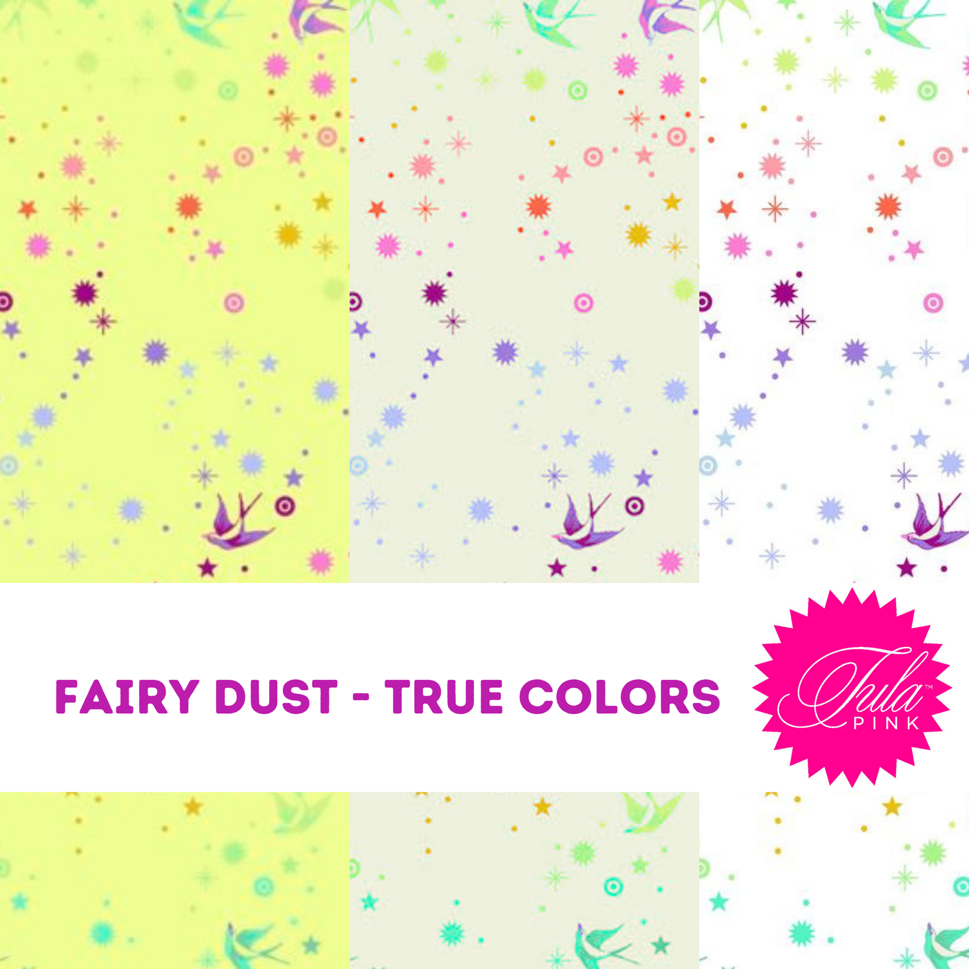 True colors colours fairy dust by tula pink 2 sew textiles art quilt supplies in lime cotton candy white