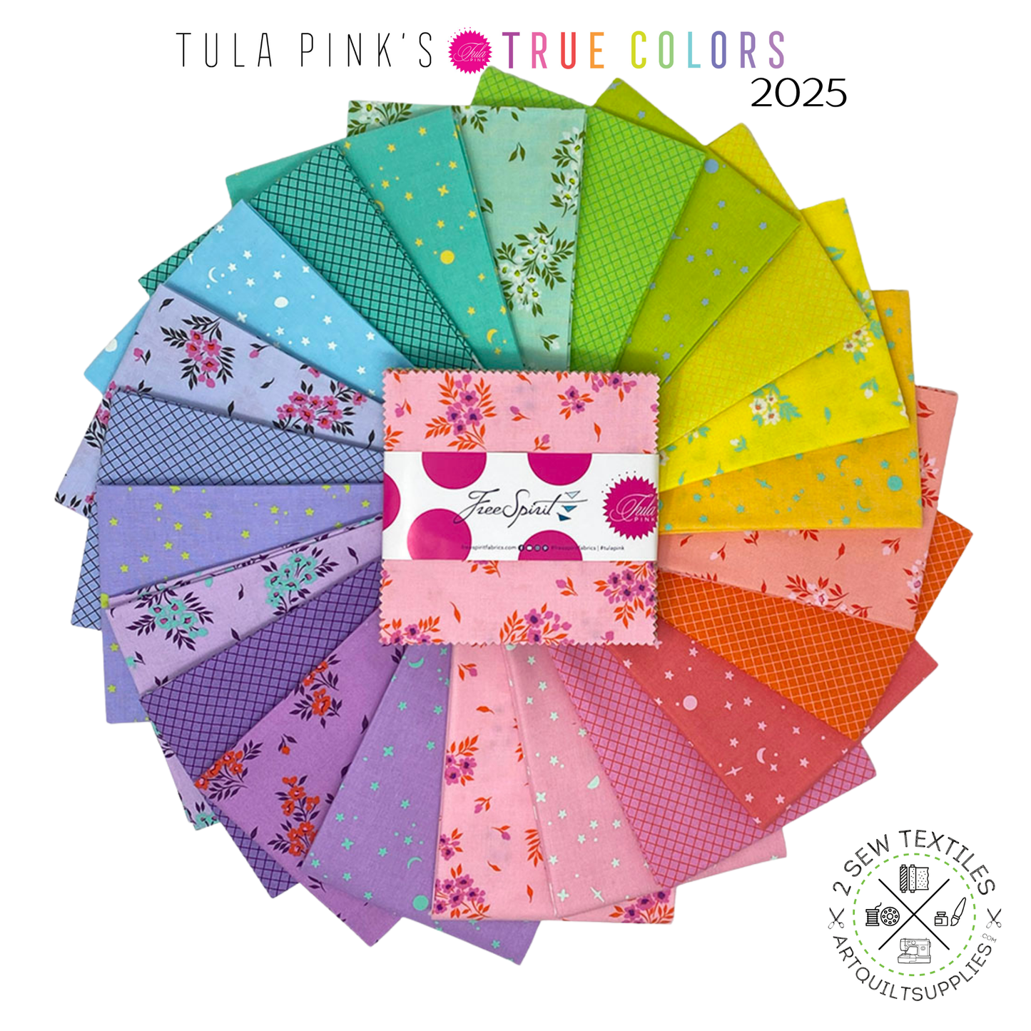 TRUE COLORS - Tula Pink - charm pack 5" pre cut + free pattern