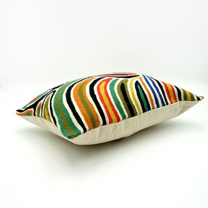 Aboriginal Art Cushion Cover: Hand Embroidered Wool, Mina Mina Dreaming