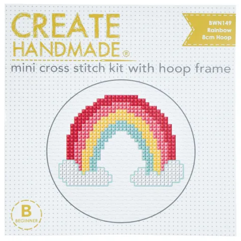 Rainbow Set of 3 cross stitch kits...create handmade mini cross stitch kit suitable for beginner available at 2 sew textiles