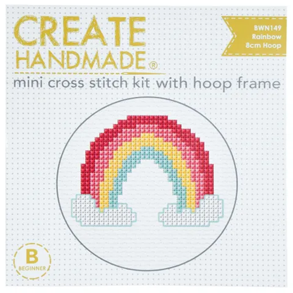 Rainbow Set of 3 cross stitch kits...create handmade mini cross stitch kit suitable for beginner available at 2 sew textiles