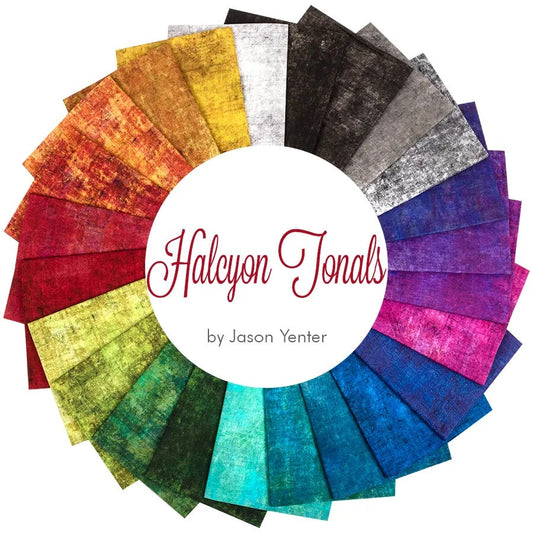 Full range in a circle Halcyon Tonals a great range of blender fabrics by Jason Yenter of In the Beginning Fabrics at 2 Sew Textiles Art Quilt Supplies
