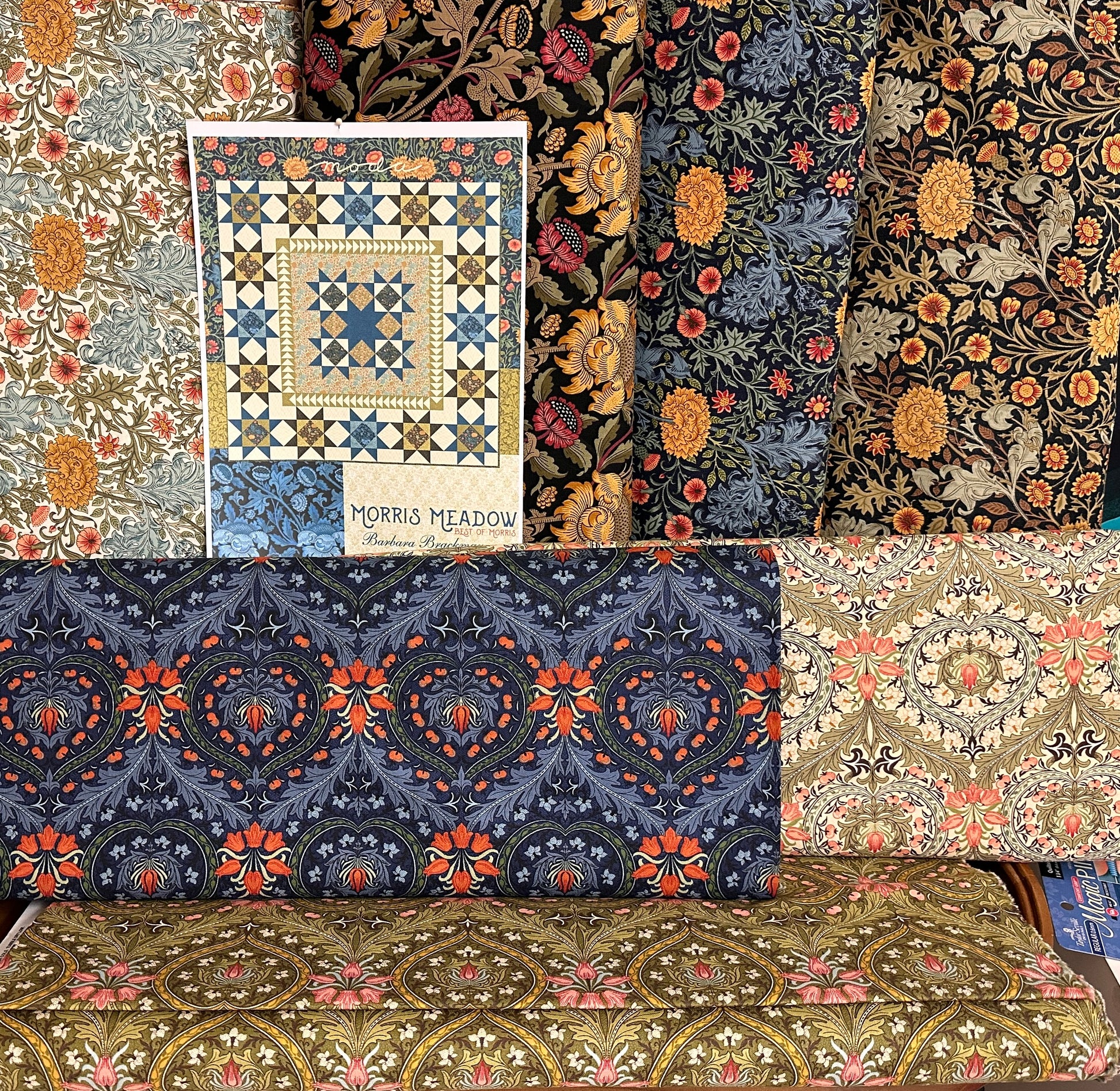william morris range with free pattern at 2sew textiles art quilt supplies