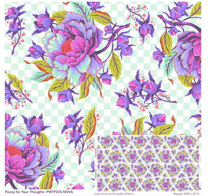 full width with detail PWTP235 NOVA - Peony for your thoughts - untamed fabric collection by Tula pink at 2sew textiles - art quilt supplies