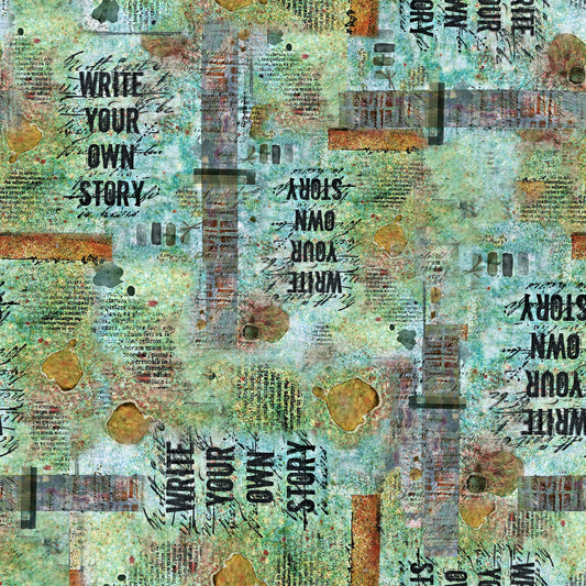 Seth Apter Live Out Loud quilt fabric collection  available at 2 sew textiles art quilt supplies Write Your Own Story - Seafoam