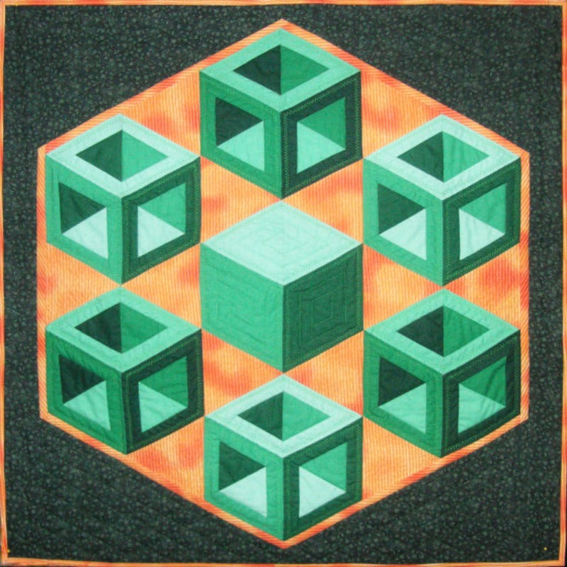 Quilt pattern 3 D boxes