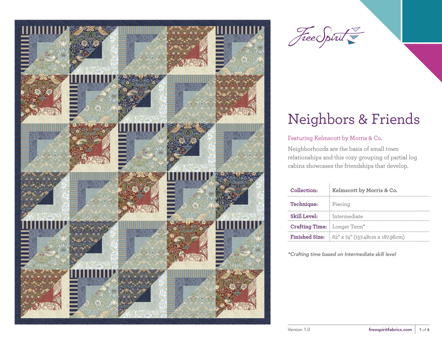 Free Pattern - Neighbours & Friends - William Morris Inspired