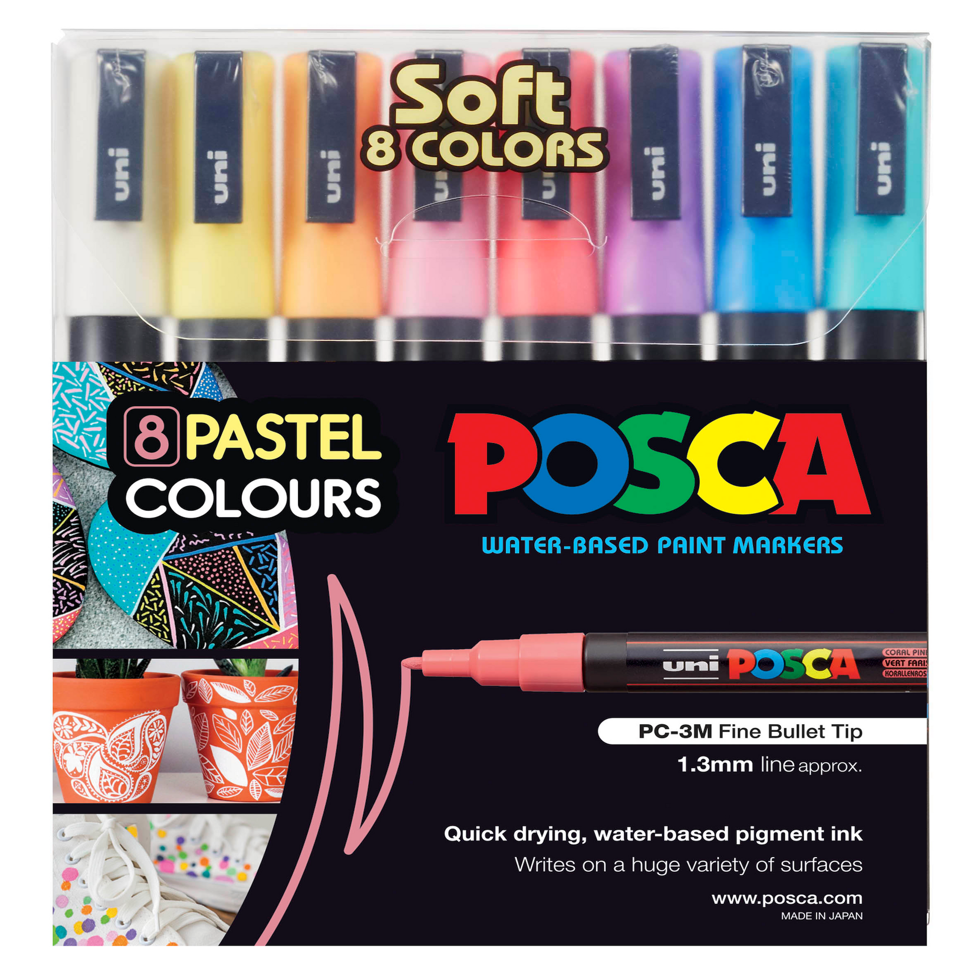 Posca pens 2 sew textiles pastel 8 set