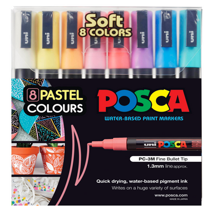 Uni Posca PC-5M Colour Paint Marker Pens 2.5mm Medium Bullet Tip Nib Writes  on Any Surface Glass Metal Wood Plastic Fabric 