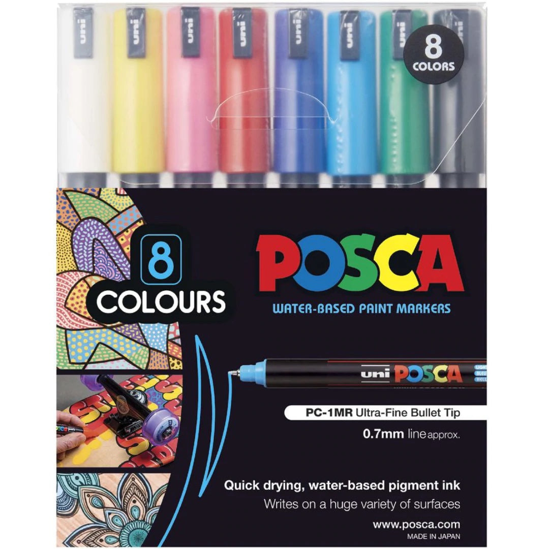 Posca Paint Pens - Ensemble de 8 stylos - couleurs amusantes - excellent ensemble de démarrage