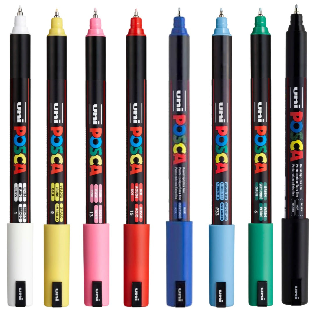 Posca Paint Pens - Juego de 8 bolígrafos - Colores divertidos - Excelente juego de inicio