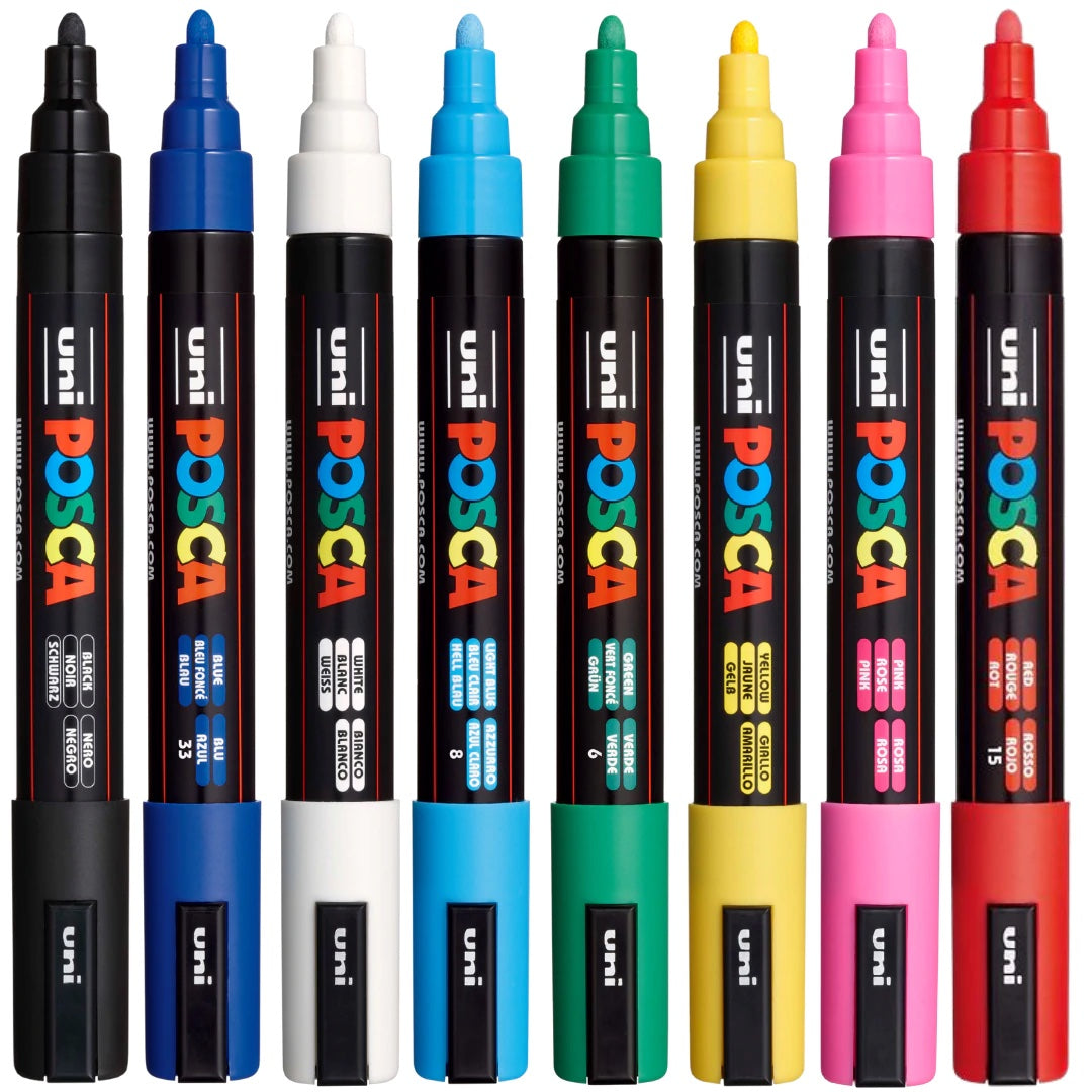 Posca Paint Pens - Juego de 8 bolígrafos - Colores divertidos - Excelente juego de inicio