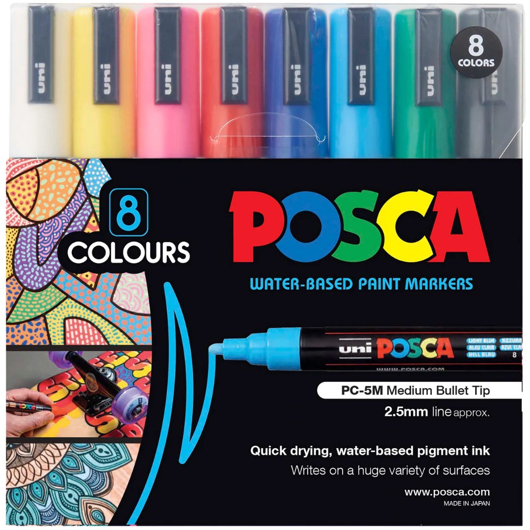 Posca Paint Pens - Ensemble de 8 stylos - couleurs amusantes - excellent ensemble de démarrage