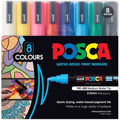 Posca Paint Pens - Ensemble de 8 stylos - couleurs amusantes - excellent ensemble de démarrage