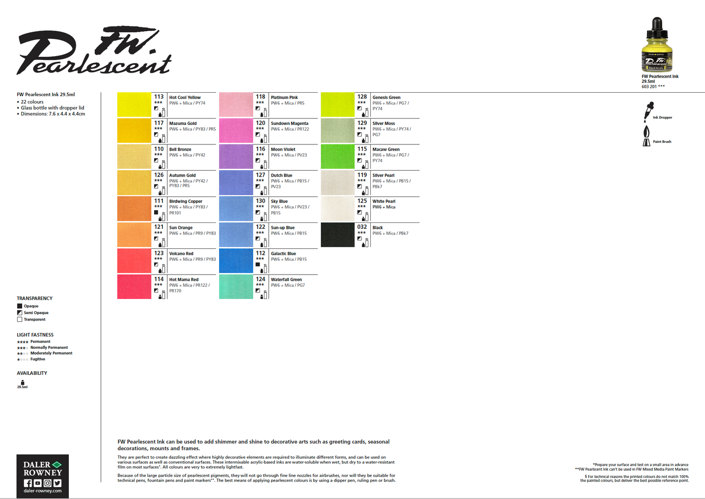 Tintas acrílicas - Daler Rowney - FW Inks