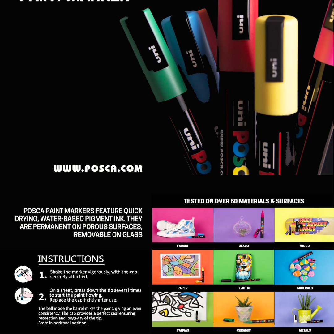 Uni 7 Pastel Posca Paint Markers, 5M Medium Posca India