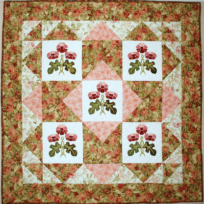 Roses sur roses - Modèle de courtepointe