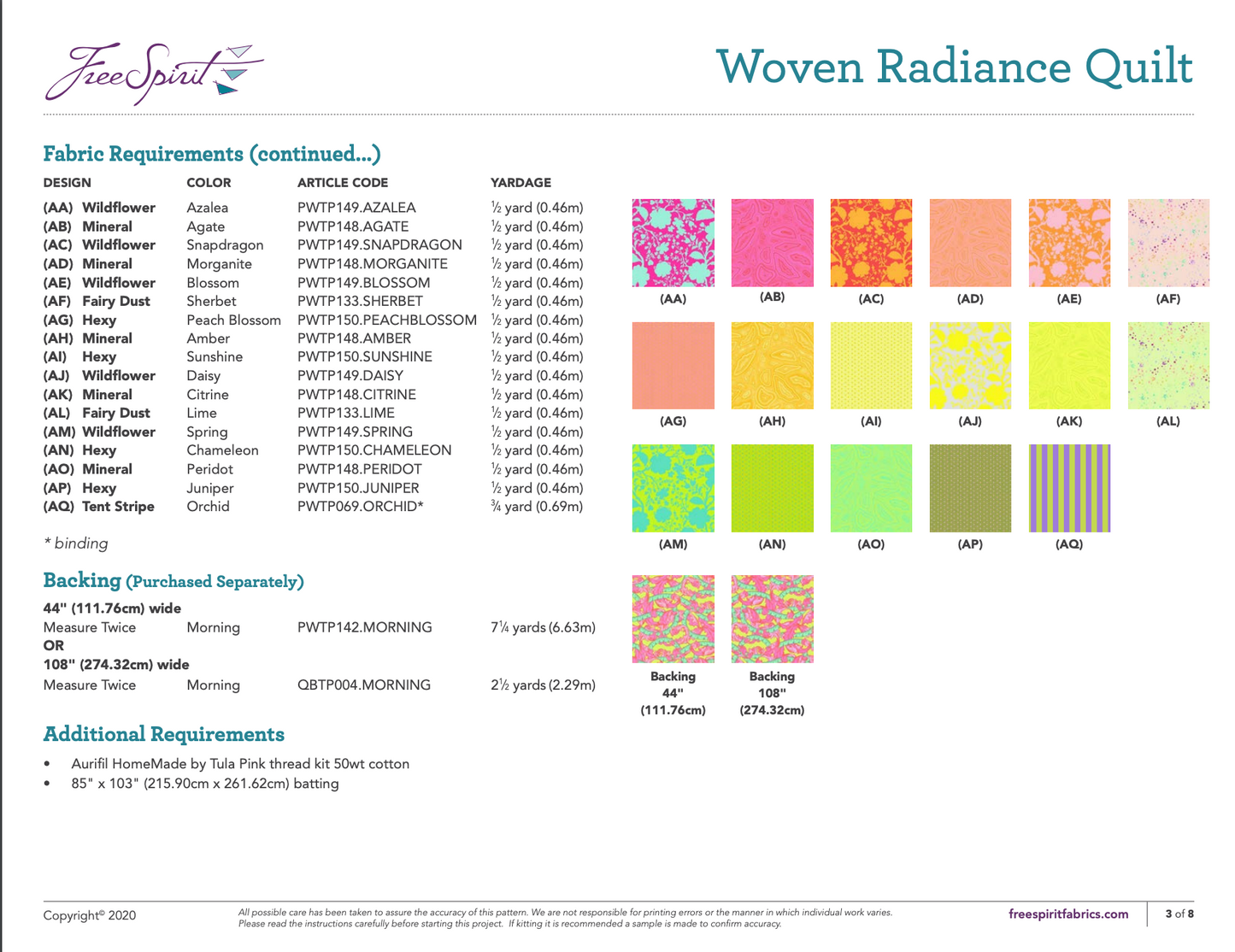 Patrón gratuito - Tula Pink - Edredón tejido Radiance 