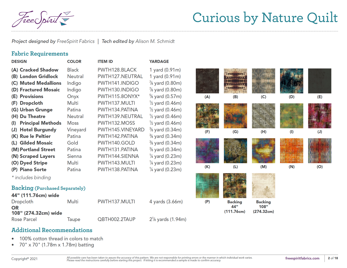 Modèle gratuit - Curious by Nature Quilt par Freespirit pour Tim Holtz Tissus abandonnés