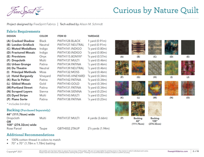 Modèle gratuit - Curious by Nature Quilt par Freespirit pour Tim Holtz Tissus abandonnés