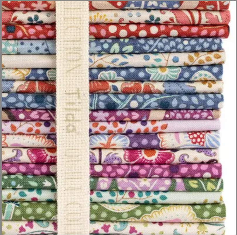 detail image of fabrics in stack - Tilda hometown precut collection 2 Sew Textiles Art Quilt Supplies