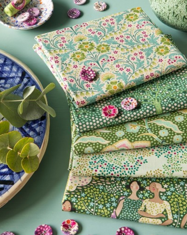 green fabric display image - Tilda hometown precut collection 2 Sew Textiles Art Quilt Supplies