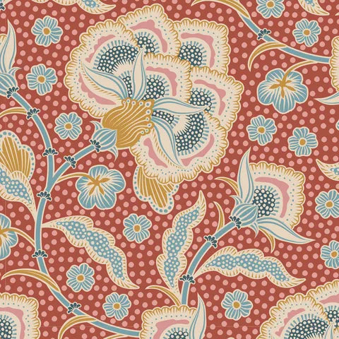 Red flower Tilda hometown collection quilt fabric available at 2 Sew Textiles art quilt supplies 
