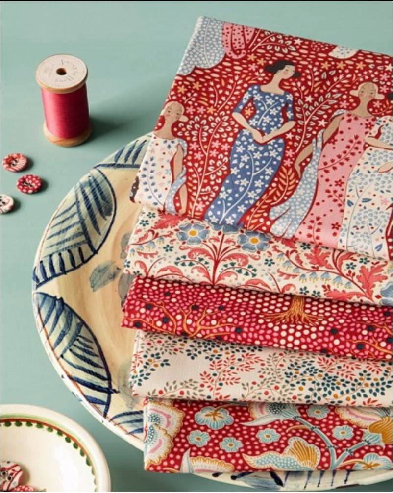 Tilda red on the cover fabric stack of 10x10 inch cut fabrics 42 pieces Tilda hometown FB610AH.BRIGHT 2Sew textiles art quilt fabric supplies 