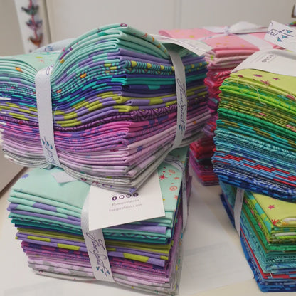 video Fabric colour chart Peacock colourway - Pink  purple magenta teal blue grey Tula pink fat quarter fq fabric stack  fabrics from here True Colours colors fabric line available at 2 sew textiles art quilt supplies