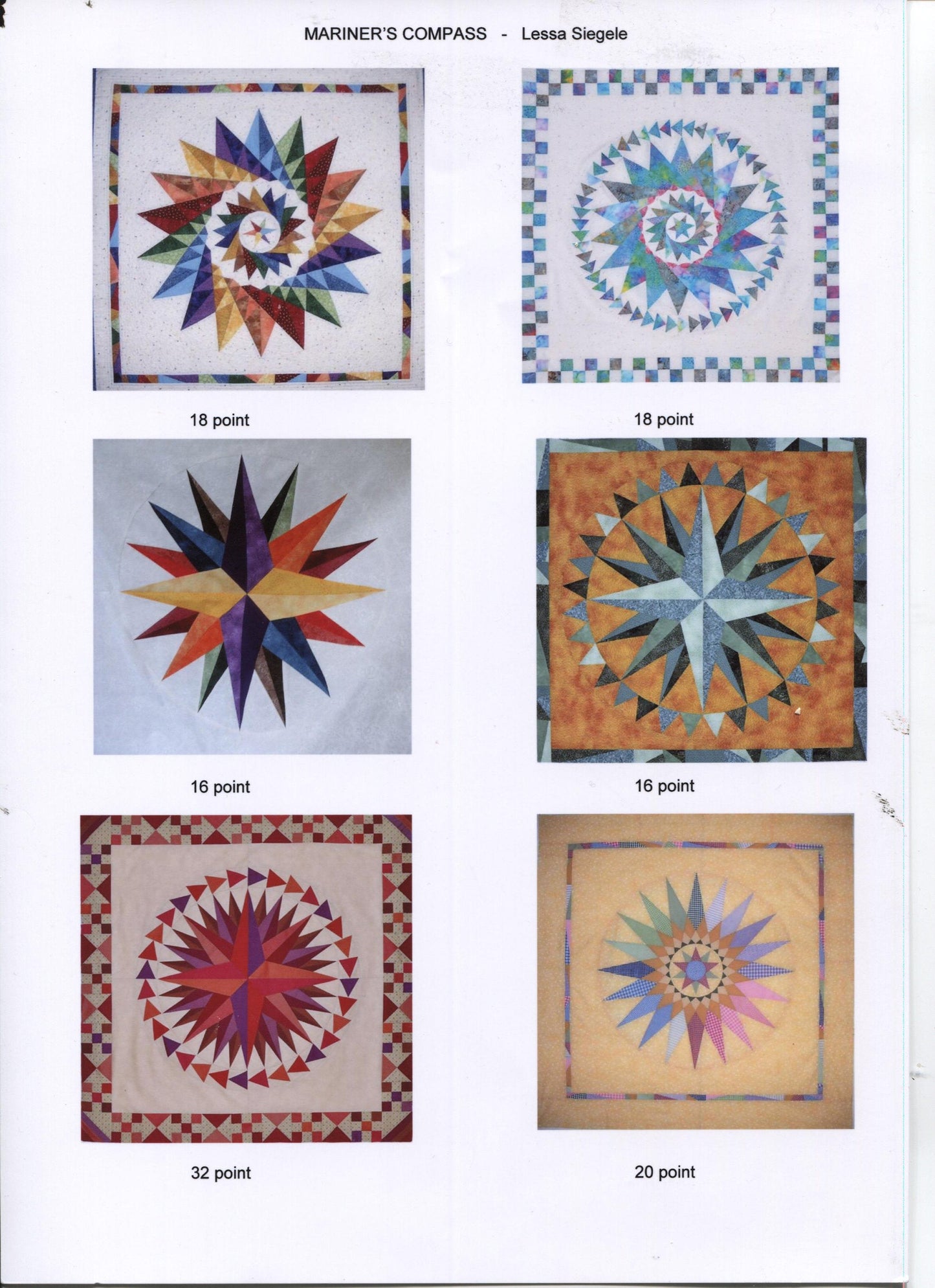 Not a Mariner's Compass - Paper pieced quilt pattern with many variations